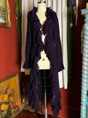 Purple Knit Ruffle duster